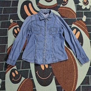 🌈DENIM BUTTON DOWN SHIRT-L